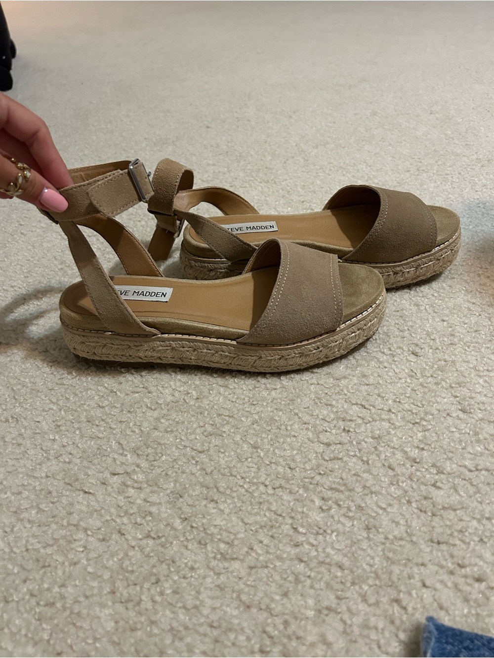 Steve Madden Beige Espadrille Platform Sandals - Tan